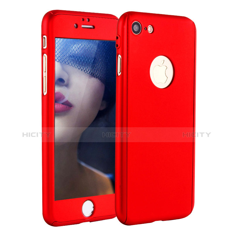 Custodia Plastica Rigida Cover Opaca Fronte e Retro 360 Gradi P01 per Apple iPhone 7 Rosso