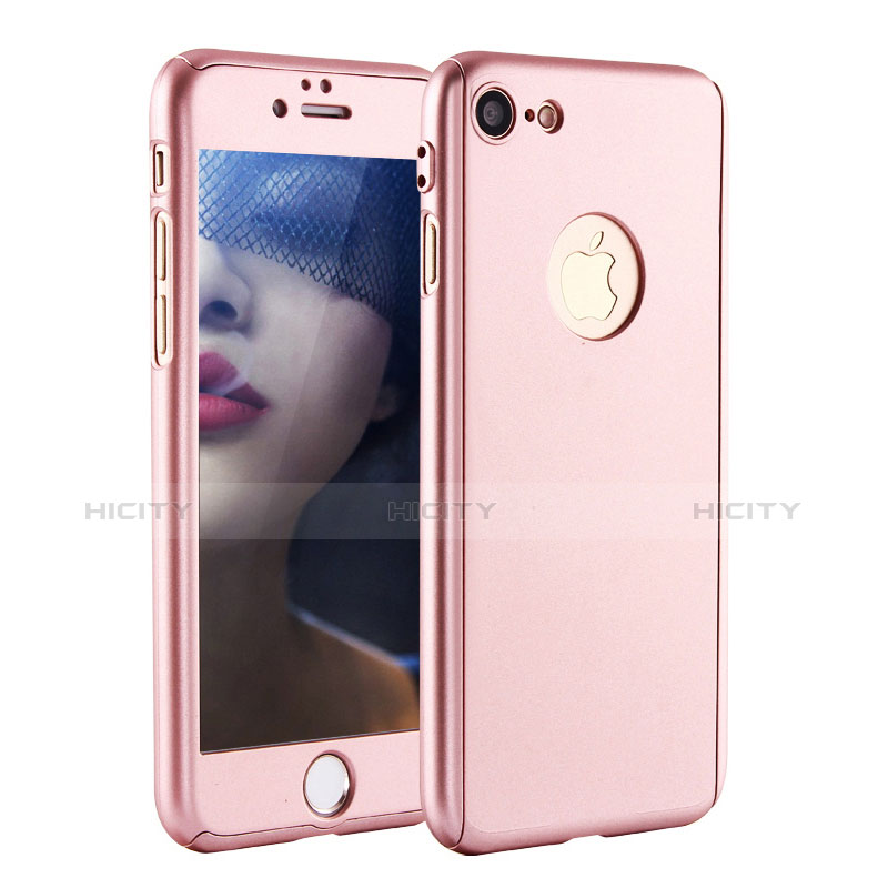 Custodia Plastica Rigida Cover Opaca Fronte e Retro 360 Gradi P01 per Apple iPhone 8 Oro Rosa