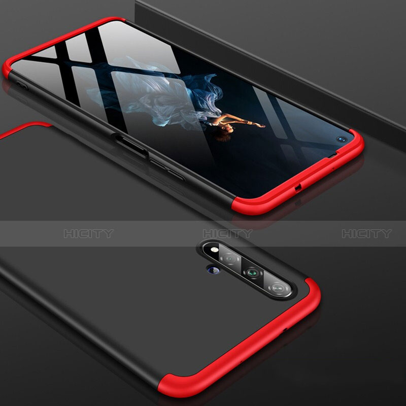 Custodia Plastica Rigida Cover Opaca Fronte e Retro 360 Gradi P01 per Huawei Honor 20 Rosso e Nero