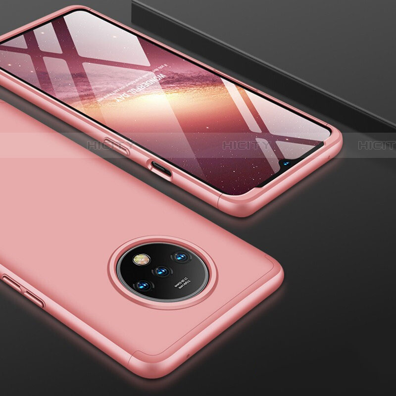 Custodia Plastica Rigida Cover Opaca Fronte e Retro 360 Gradi P01 per OnePlus 7T Oro Rosa