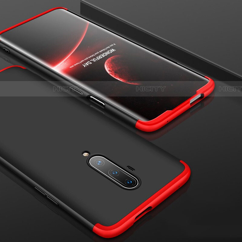 Custodia Plastica Rigida Cover Opaca Fronte e Retro 360 Gradi P01 per OnePlus 7T Pro Rosso e Nero