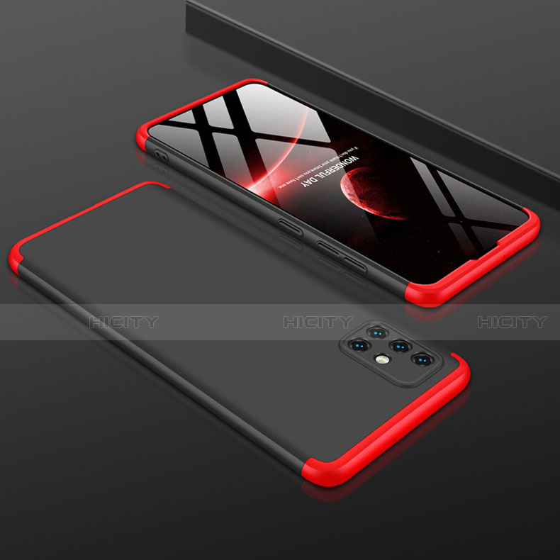 Custodia Plastica Rigida Cover Opaca Fronte e Retro 360 Gradi P01 per Samsung Galaxy A51 5G Rosso e Nero