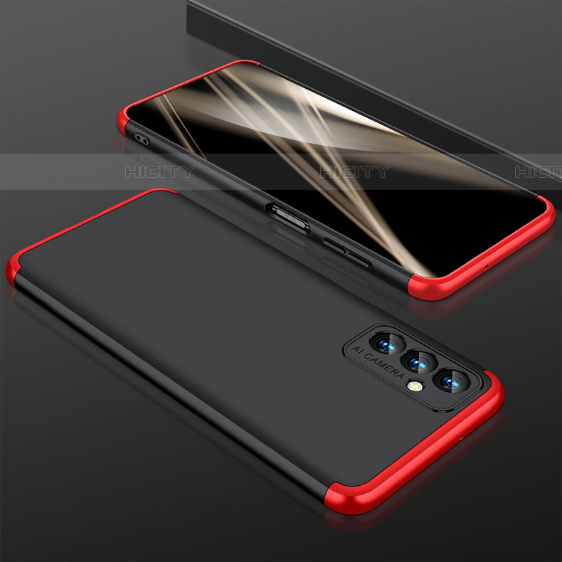 Custodia Plastica Rigida Cover Opaca Fronte e Retro 360 Gradi P01 per Samsung Galaxy M13 4G Rosso e Nero