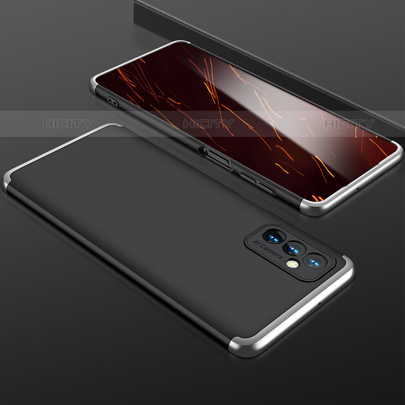 Custodia Plastica Rigida Cover Opaca Fronte e Retro 360 Gradi P01 per Samsung Galaxy M52 5G Argento e Nero