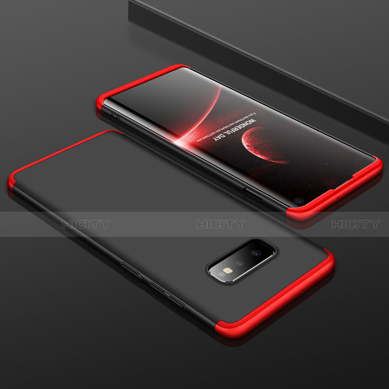 Custodia Plastica Rigida Cover Opaca Fronte e Retro 360 Gradi P01 per Samsung Galaxy S10e Rosso e Nero