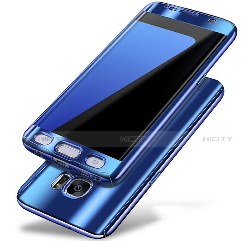 Custodia Plastica Rigida Cover Opaca Fronte e Retro 360 Gradi P01 per Samsung Galaxy S7 Edge G935F Blu