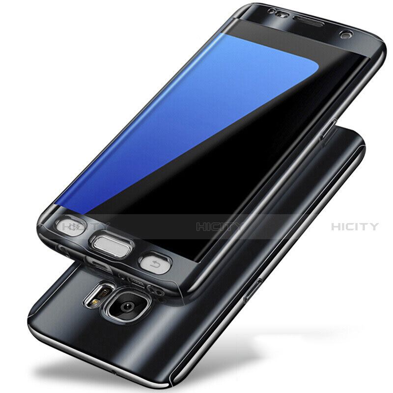 Custodia Plastica Rigida Cover Opaca Fronte e Retro 360 Gradi P01 per Samsung Galaxy S7 Edge G935F Nero