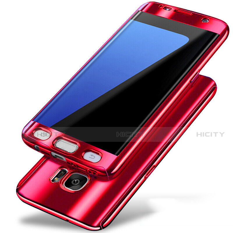 Custodia Plastica Rigida Cover Opaca Fronte e Retro 360 Gradi P01 per Samsung Galaxy S7 Edge G935F Rosso