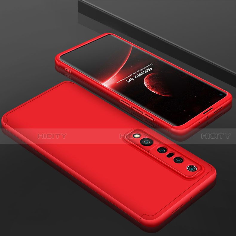 Custodia Plastica Rigida Cover Opaca Fronte e Retro 360 Gradi P01 per Xiaomi Mi 10 Pro Rosso