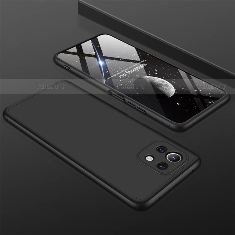 Custodia Plastica Rigida Cover Opaca Fronte e Retro 360 Gradi P01 per Xiaomi Mi 11 5G Nero
