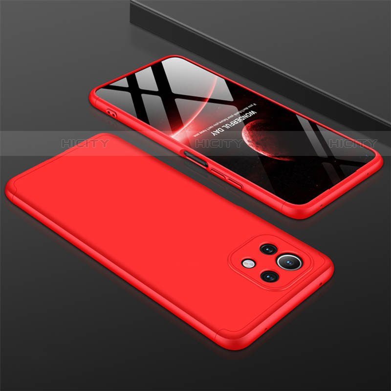 Custodia Plastica Rigida Cover Opaca Fronte e Retro 360 Gradi P01 per Xiaomi Mi 11 5G Rosso