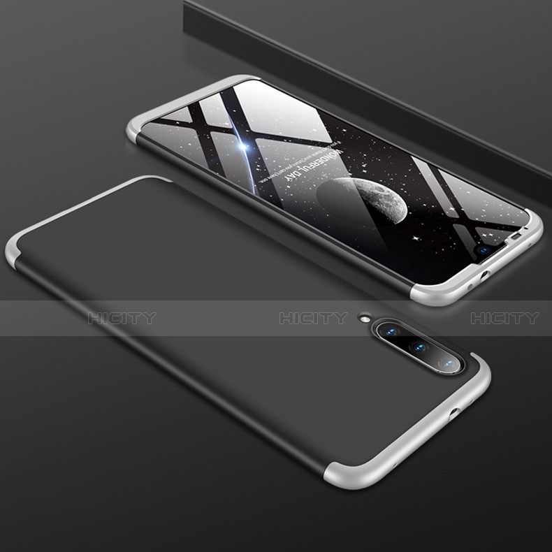 Custodia Plastica Rigida Cover Opaca Fronte e Retro 360 Gradi P01 per Xiaomi Mi A3 Argento e Nero