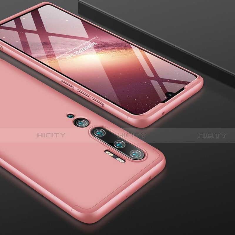 Custodia Plastica Rigida Cover Opaca Fronte e Retro 360 Gradi P01 per Xiaomi Mi Note 10 Pro Oro Rosa