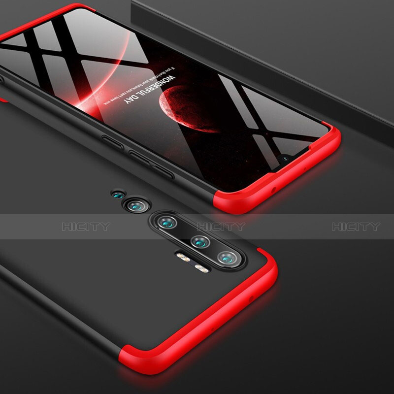 Custodia Plastica Rigida Cover Opaca Fronte e Retro 360 Gradi P01 per Xiaomi Mi Note 10 Rosso e Nero