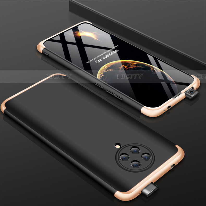 Custodia Plastica Rigida Cover Opaca Fronte e Retro 360 Gradi P01 per Xiaomi Poco F2 Pro Oro e Nero