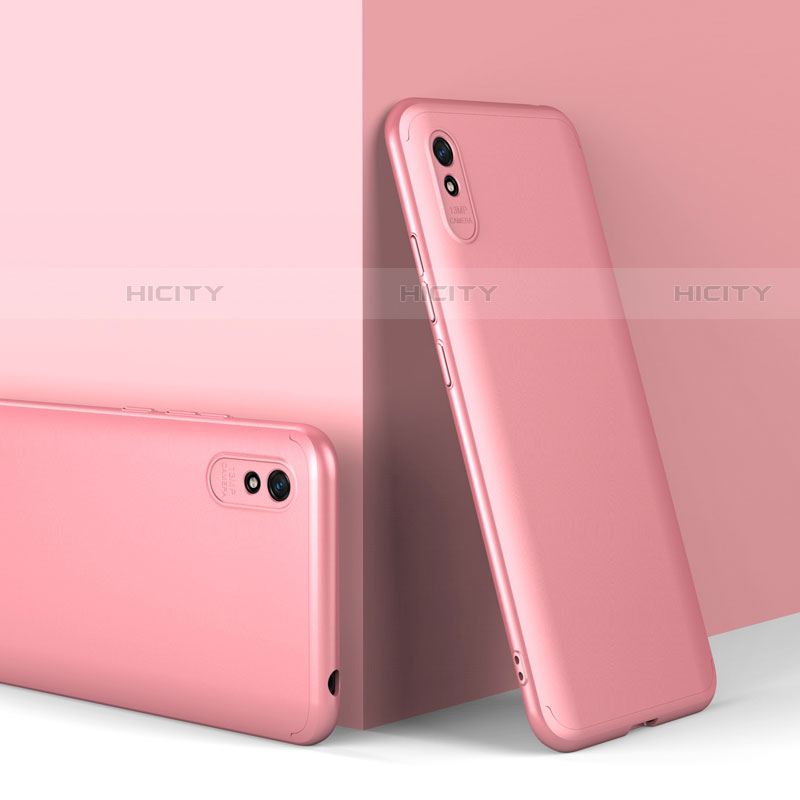 Custodia Plastica Rigida Cover Opaca Fronte e Retro 360 Gradi P01 per Xiaomi Redmi 9A Oro Rosa