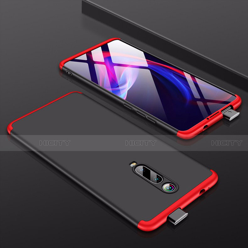 Custodia Plastica Rigida Cover Opaca Fronte e Retro 360 Gradi P01 per Xiaomi Redmi K20 Pro Rosso e Nero