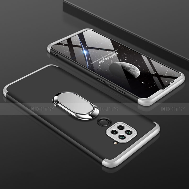 Custodia Plastica Rigida Cover Opaca Fronte e Retro 360 Gradi P01 per Xiaomi Redmi Note 9 Argento e Nero