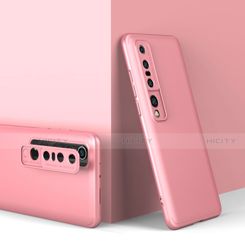Custodia Plastica Rigida Cover Opaca Fronte e Retro 360 Gradi P02 per Xiaomi Mi 10 Pro Oro Rosa