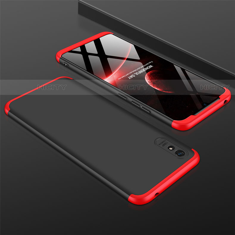 Custodia Plastica Rigida Cover Opaca Fronte e Retro 360 Gradi P03 per Xiaomi Redmi 9A Rosso e Nero