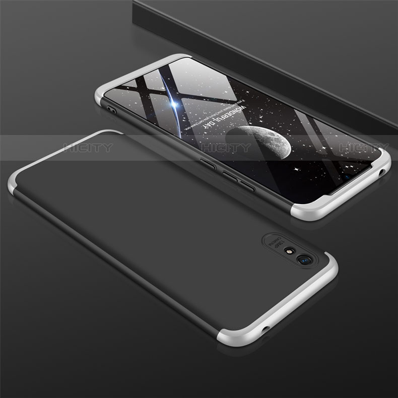 Custodia Plastica Rigida Cover Opaca Fronte e Retro 360 Gradi P03 per Xiaomi Redmi 9AT Argento e Nero