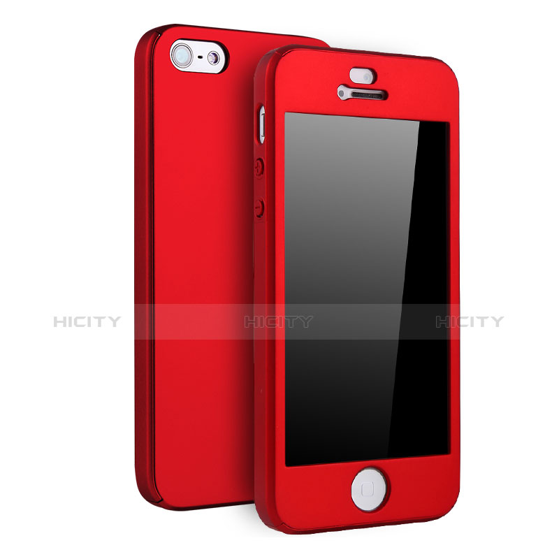 Custodia Plastica Rigida Cover Opaca Fronte e Retro 360 Gradi per Apple iPhone 5 Rosso