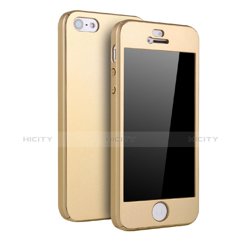 Custodia Plastica Rigida Cover Opaca Fronte e Retro 360 Gradi per Apple iPhone 5S Oro