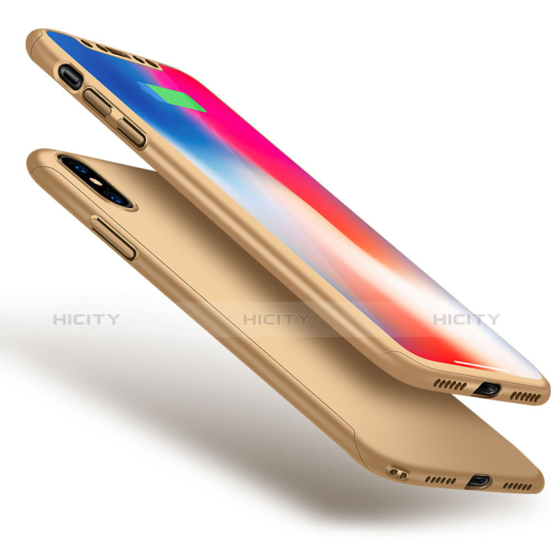 Custodia Plastica Rigida Cover Opaca Fronte e Retro 360 Gradi per Apple iPhone X Oro