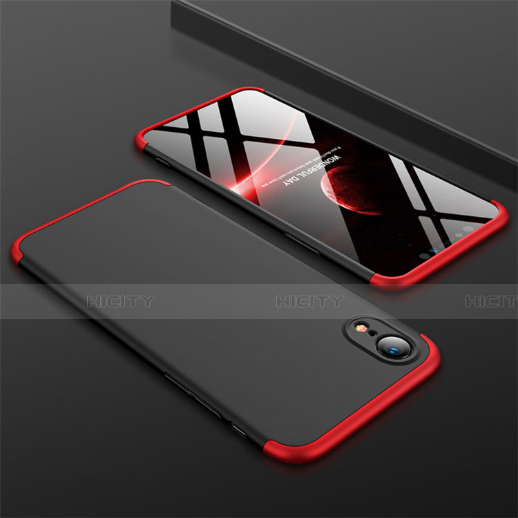 Custodia Plastica Rigida Cover Opaca Fronte e Retro 360 Gradi per Apple iPhone XR Rosso e Nero