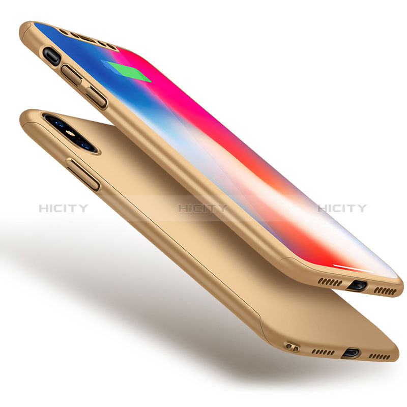 Custodia Plastica Rigida Cover Opaca Fronte e Retro 360 Gradi per Apple iPhone Xs Max Oro