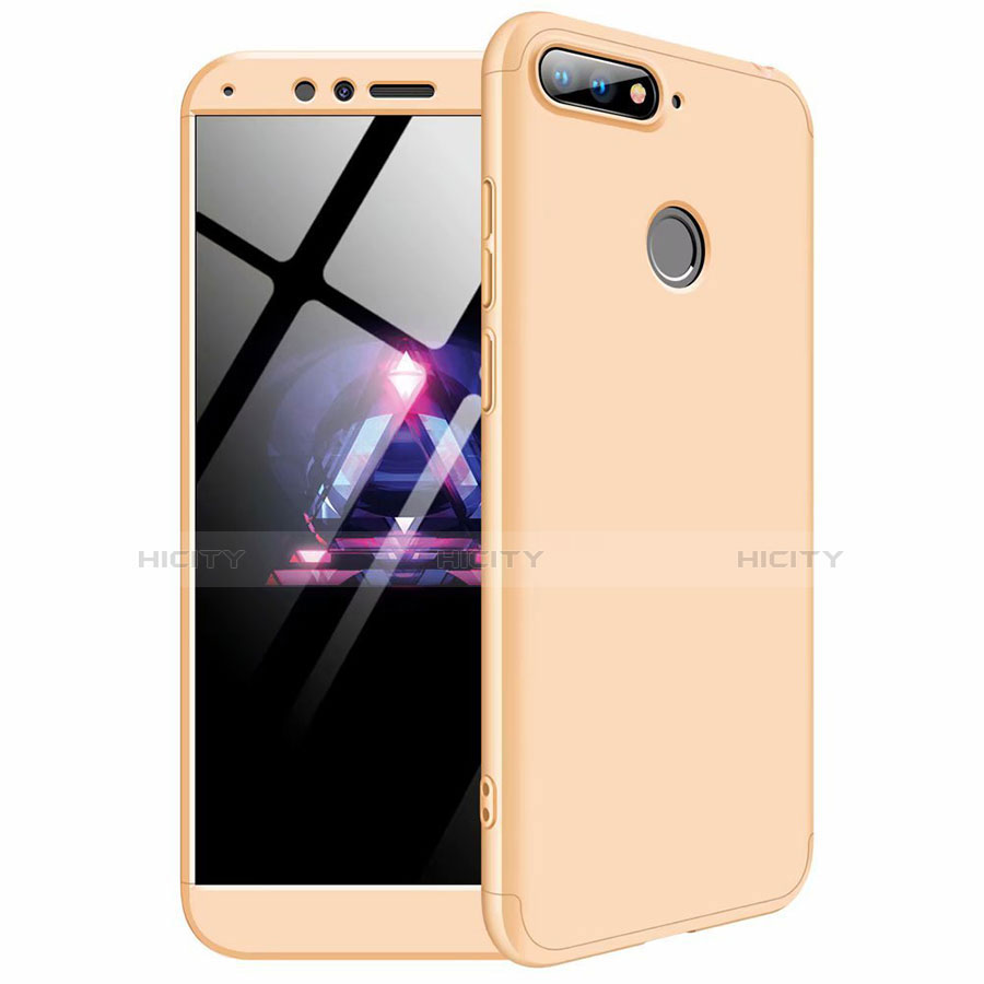 Custodia Plastica Rigida Cover Opaca Fronte e Retro 360 Gradi per Huawei Enjoy 8e Oro