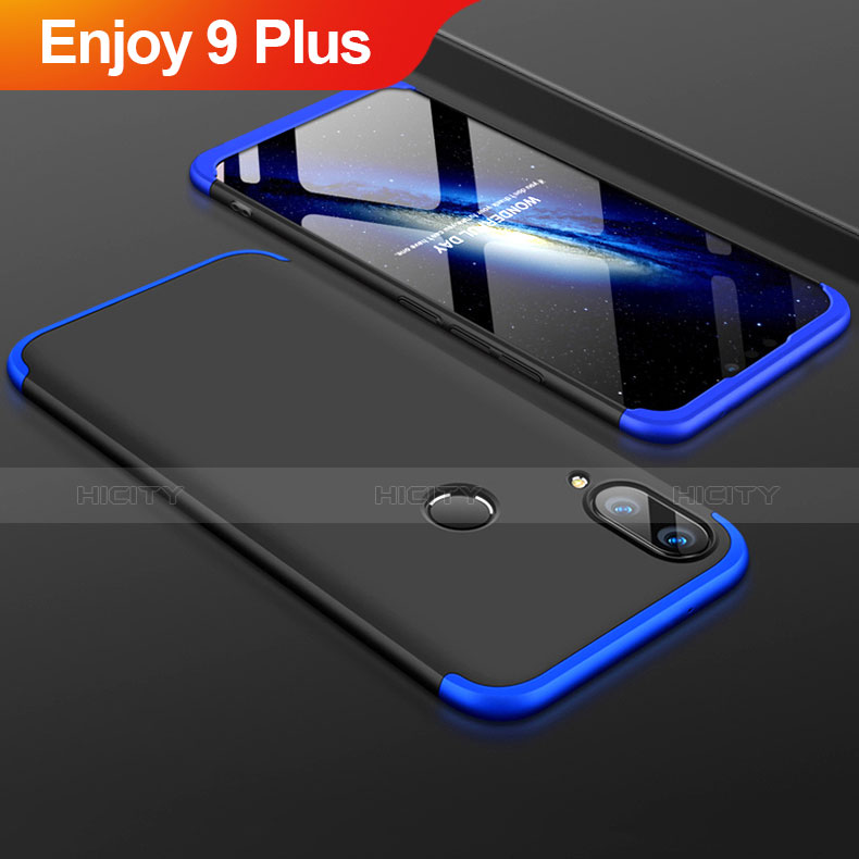 Custodia Plastica Rigida Cover Opaca Fronte e Retro 360 Gradi per Huawei Enjoy 9 Plus Blu e Nero