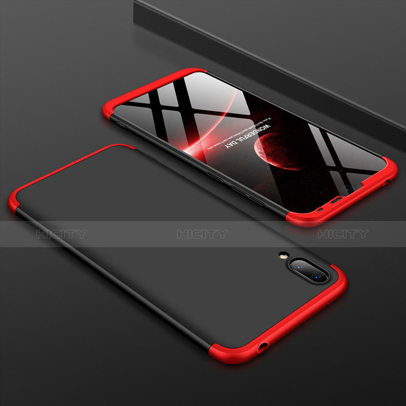 Custodia Plastica Rigida Cover Opaca Fronte e Retro 360 Gradi per Huawei Enjoy 9 Rosso e Nero
