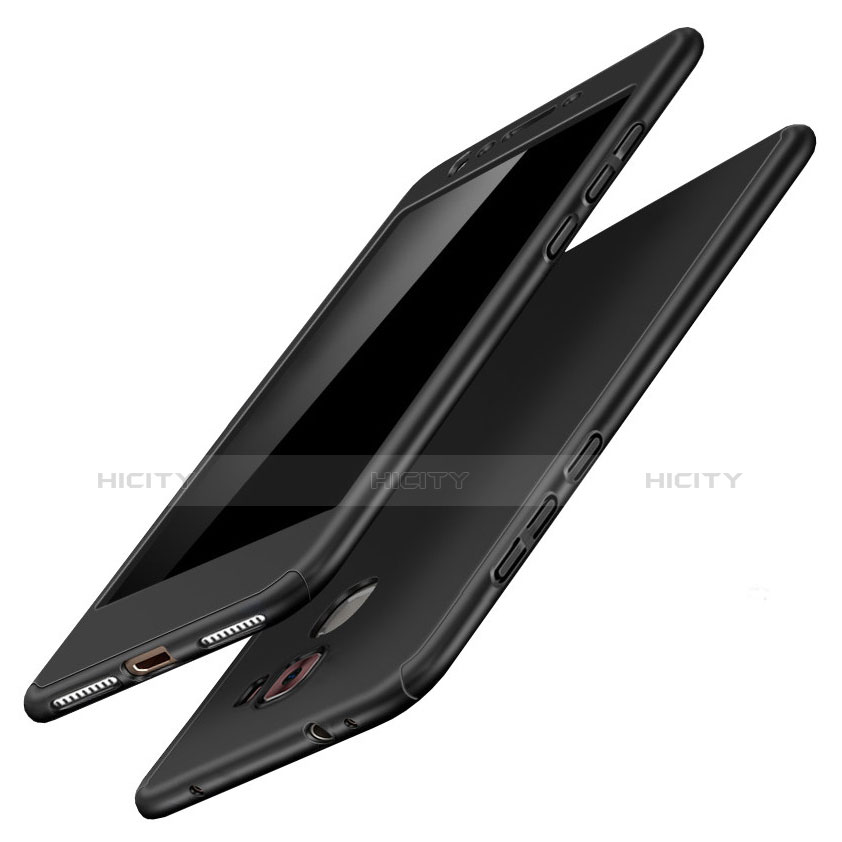 Custodia Plastica Rigida Cover Opaca Fronte e Retro 360 Gradi per Huawei Honor 7 Dual SIM Nero