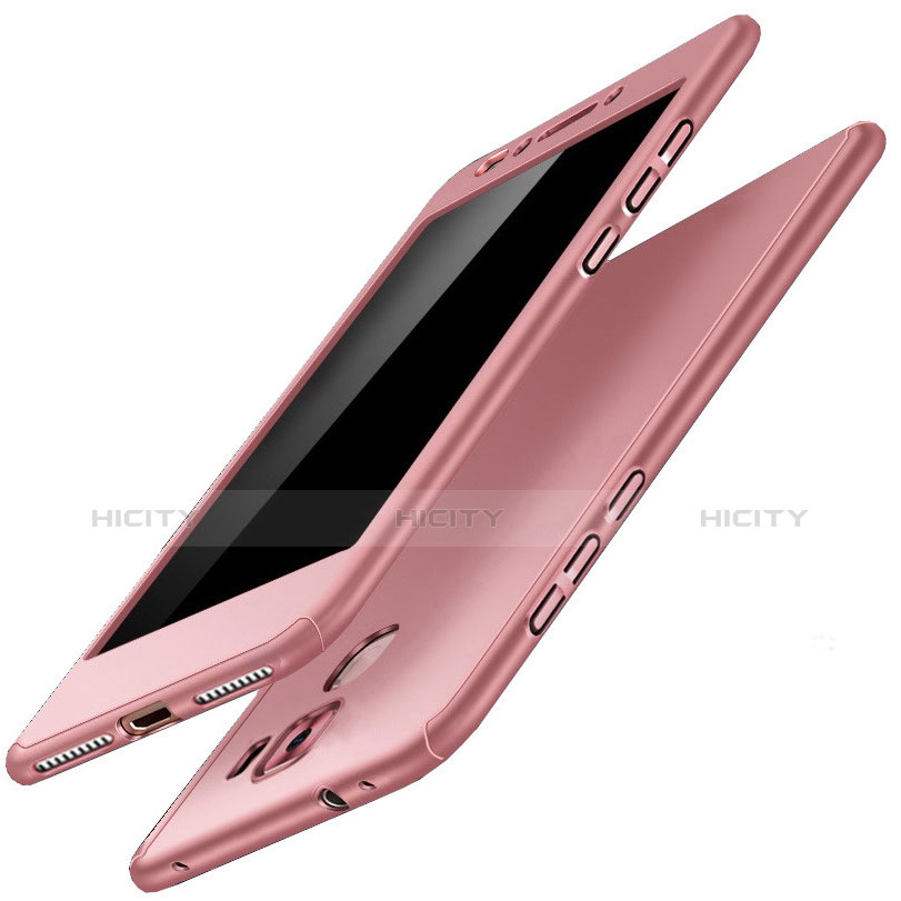 Custodia Plastica Rigida Cover Opaca Fronte e Retro 360 Gradi per Huawei Honor 7 Dual SIM Oro Rosa