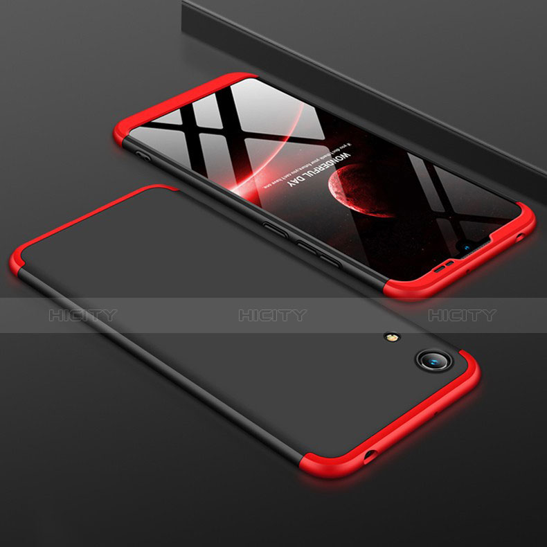 Custodia Plastica Rigida Cover Opaca Fronte e Retro 360 Gradi per Huawei Honor 8A Rosso e Nero