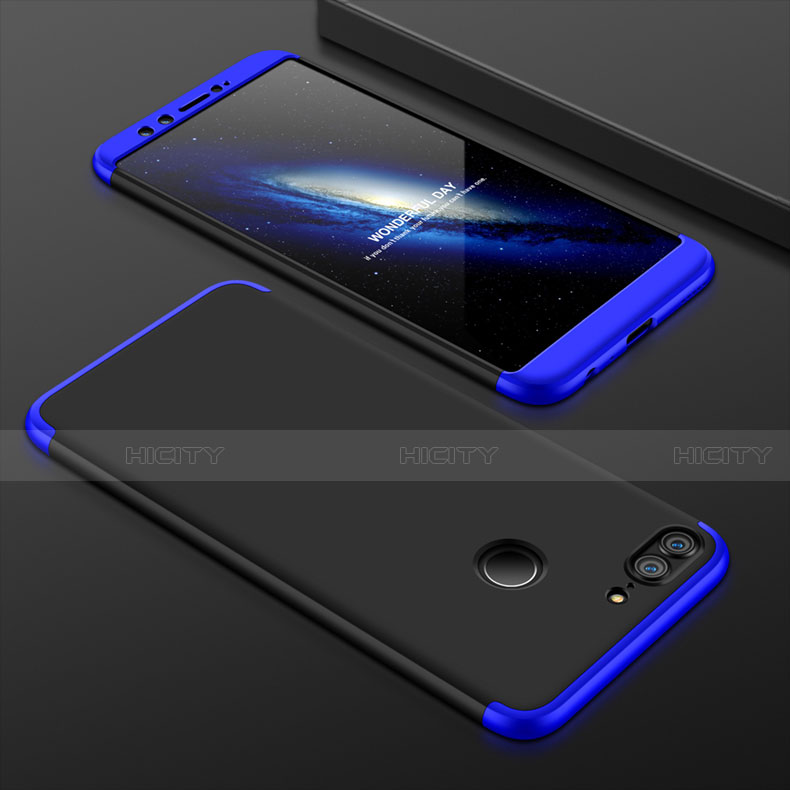Custodia Plastica Rigida Cover Opaca Fronte e Retro 360 Gradi per Huawei Honor 9 Lite Blu e Nero