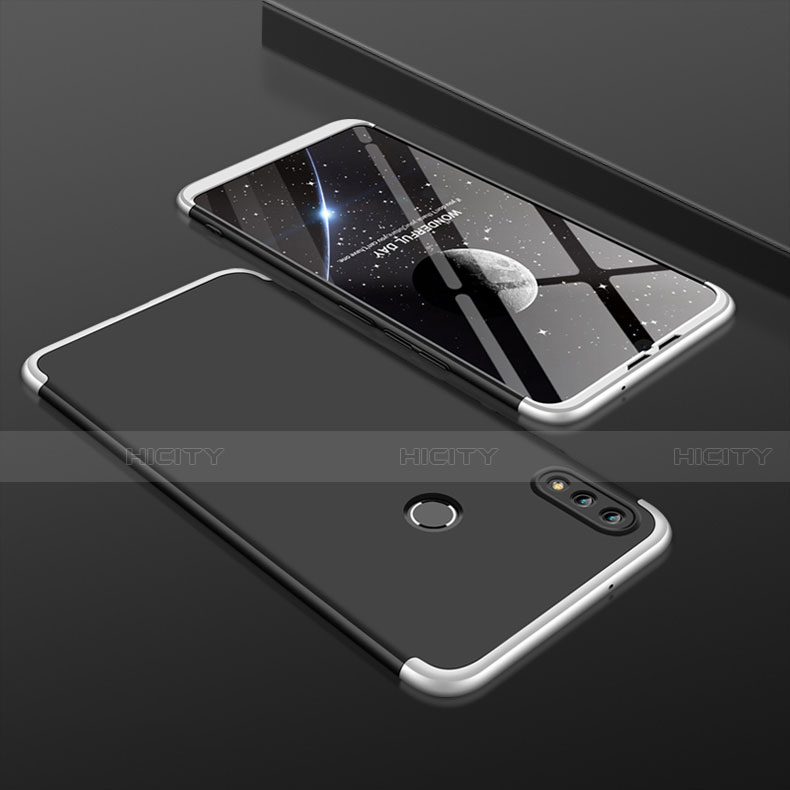 Custodia Plastica Rigida Cover Opaca Fronte e Retro 360 Gradi per Huawei Honor V10 Lite Argento e Nero