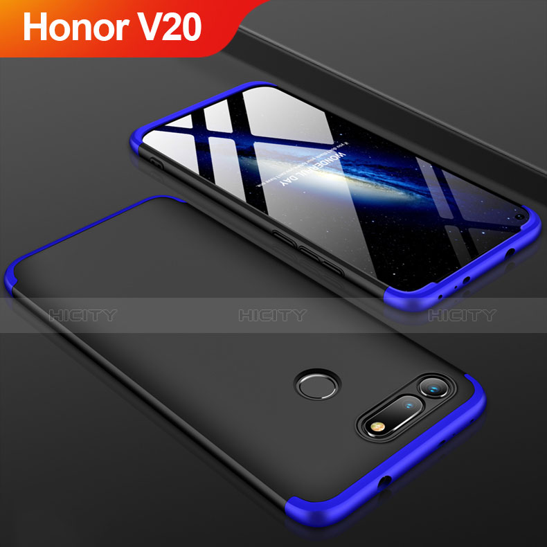 Custodia Plastica Rigida Cover Opaca Fronte e Retro 360 Gradi per Huawei Honor View 20 Blu e Nero