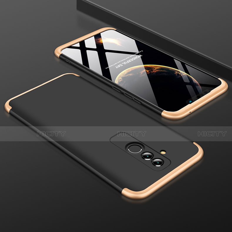 Custodia Plastica Rigida Cover Opaca Fronte e Retro 360 Gradi per Huawei Mate 20 Lite Oro e Nero