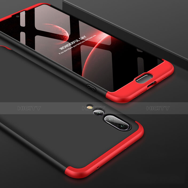 Custodia Plastica Rigida Cover Opaca Fronte e Retro 360 Gradi per Huawei P20 Pro Rosso e Nero