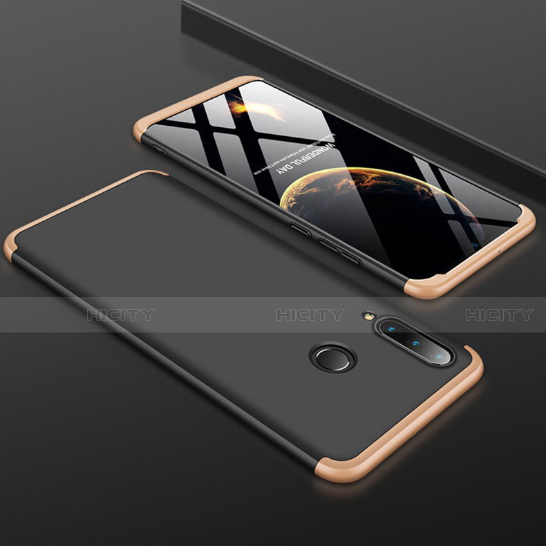 Custodia Plastica Rigida Cover Opaca Fronte e Retro 360 Gradi per Huawei P30 Lite New Edition Oro e Nero