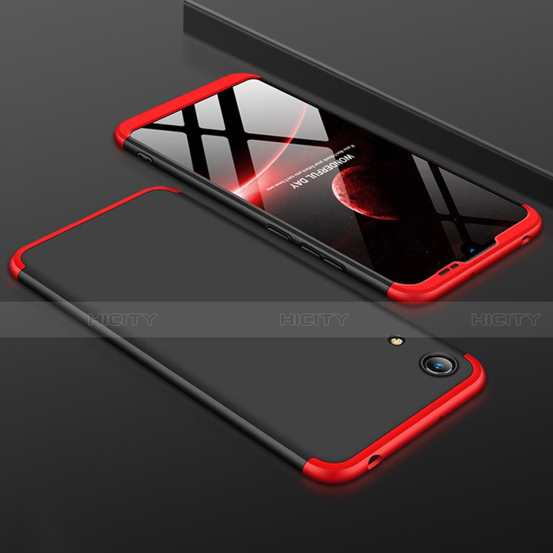 Custodia Plastica Rigida Cover Opaca Fronte e Retro 360 Gradi per Huawei Y6 Prime (2019) Rosso e Nero
