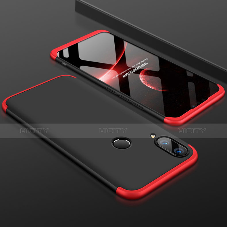 Custodia Plastica Rigida Cover Opaca Fronte e Retro 360 Gradi per Huawei Y9 (2019) Rosso e Nero
