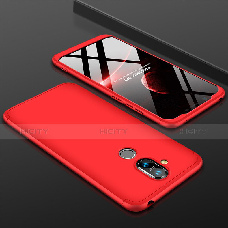 Custodia Plastica Rigida Cover Opaca Fronte e Retro 360 Gradi per Nokia 7.1 Plus Rosso