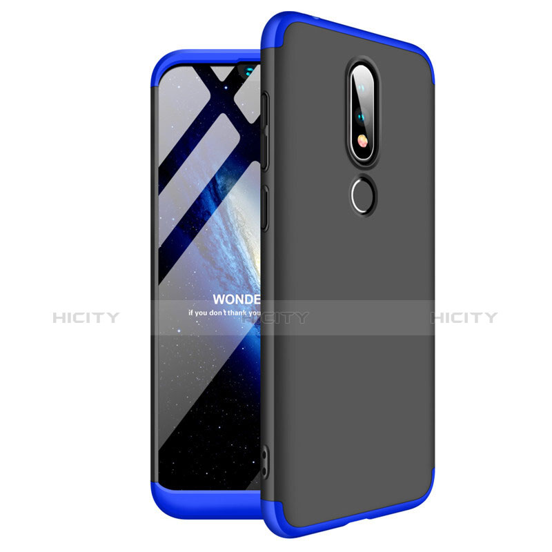 Custodia Plastica Rigida Cover Opaca Fronte e Retro 360 Gradi per Nokia X6 Blu e Nero