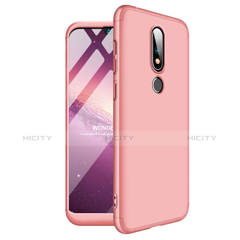 Custodia Plastica Rigida Cover Opaca Fronte e Retro 360 Gradi per Nokia X6 Oro Rosa