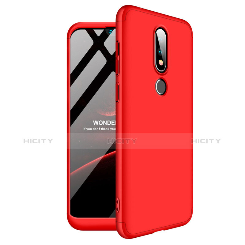 Custodia Plastica Rigida Cover Opaca Fronte e Retro 360 Gradi per Nokia X6 Rosso