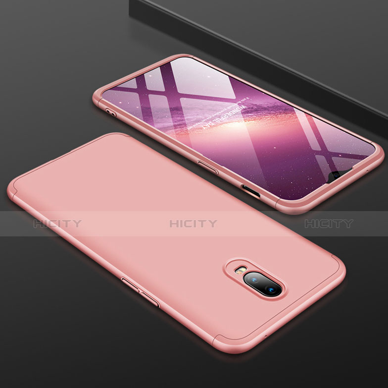 Custodia Plastica Rigida Cover Opaca Fronte e Retro 360 Gradi per OnePlus 6T Oro Rosa