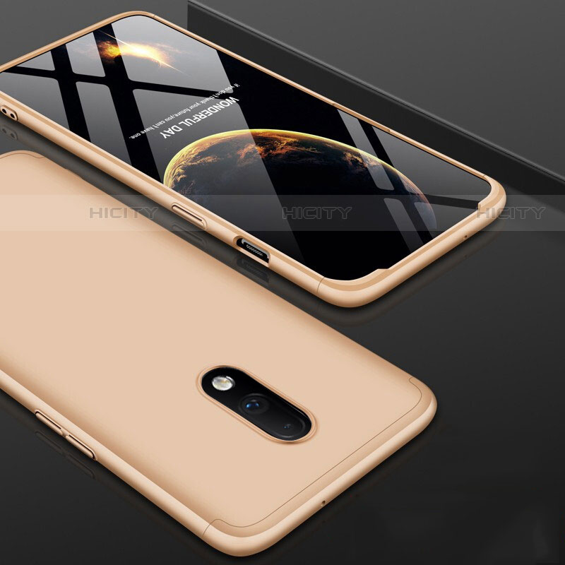 Custodia Plastica Rigida Cover Opaca Fronte e Retro 360 Gradi per OnePlus 7 Oro